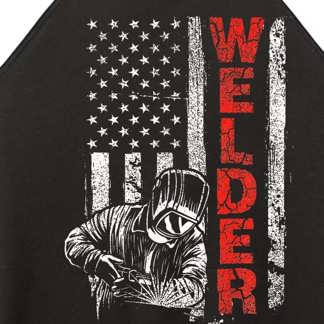 Welder USA American Welding Worker Metalworking Lover Women’s Perfect Tri Rocker Tank