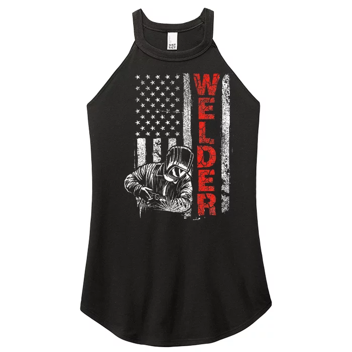 Welder USA American Welding Worker Metalworking Lover Women’s Perfect Tri Rocker Tank