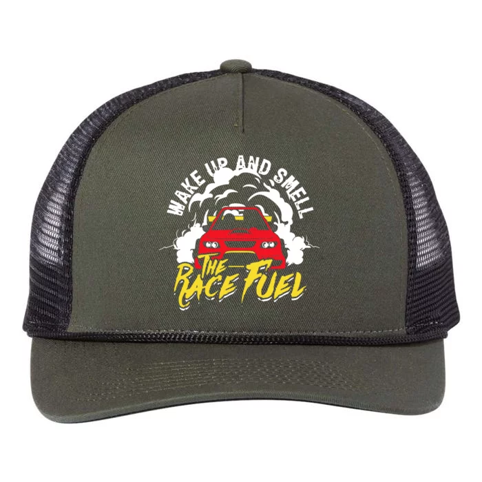 Wake Up And Smell The Race Fuel Retro Rope Trucker Hat Cap