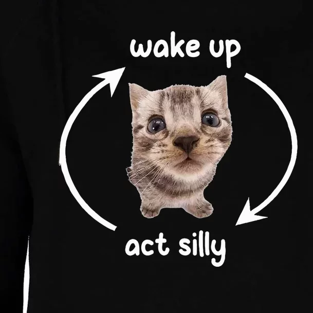 Wake Up Act Silly Cat Wake Up Act Silly Cat Womens Funnel Neck Pullover Hood