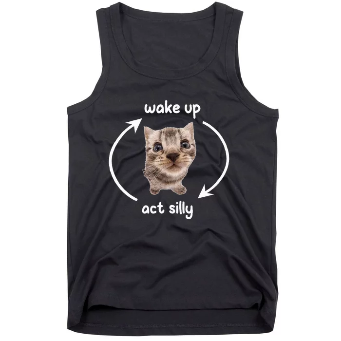 Wake Up Act Silly Cat Wake Up Act Silly Cat Tank Top