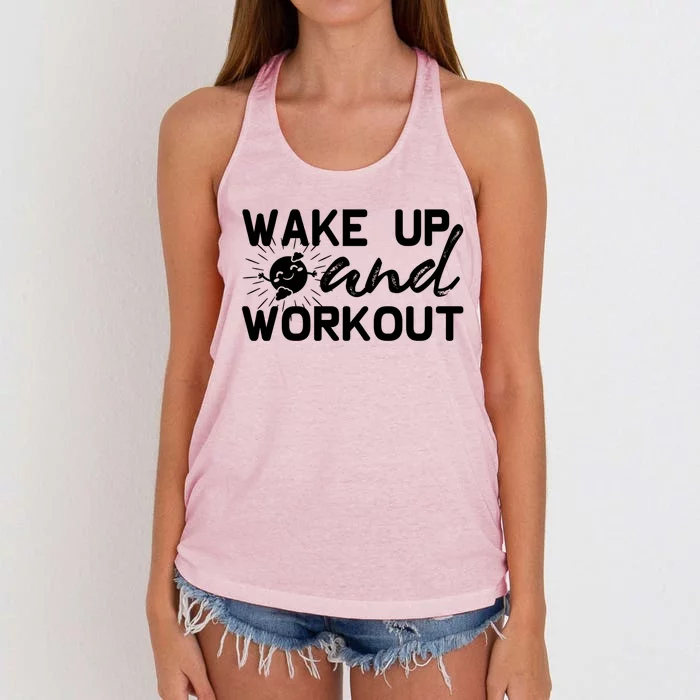 Wake Up And Workout Gift Funny Exercise Gift Women's Knotted Racerback Tank