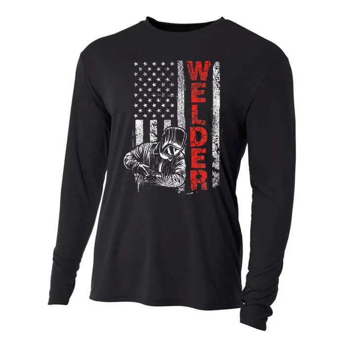 Welder Usa American Welding Worker Metalworking Lover Cooling Performance Long Sleeve Crew