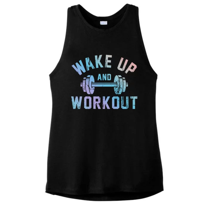 Wake Up And Workout Motivational Gym Cute Gift Ladies Tri-Blend Wicking Tank