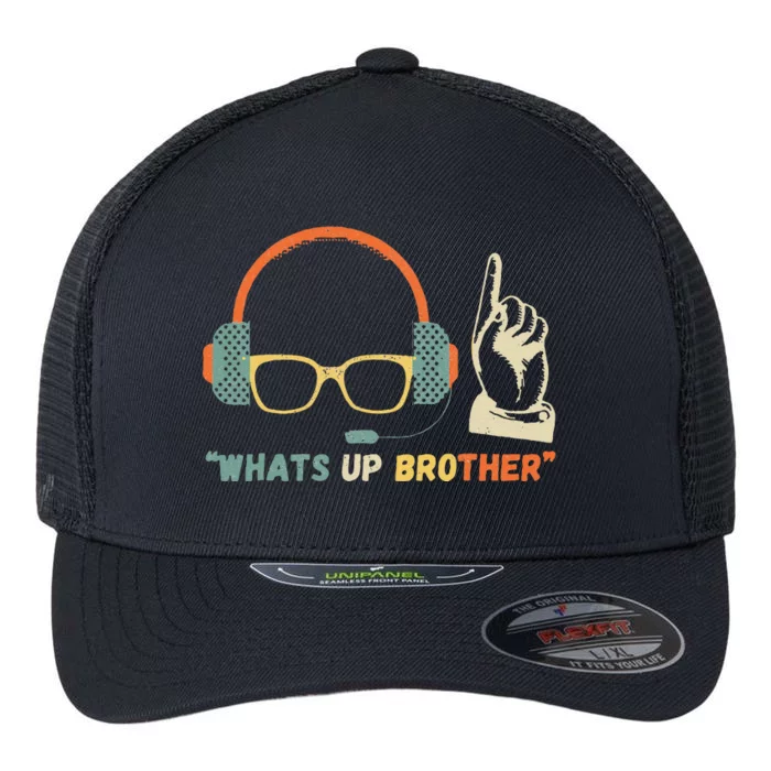 Whats Up Brother Sketch Streamer Whats Up Brother Flexfit Unipanel Trucker Cap