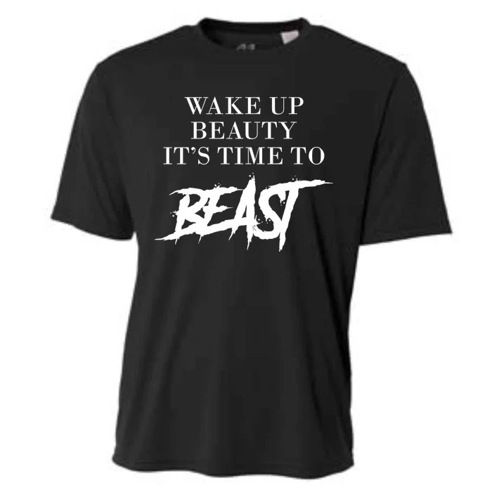 Wake Up Beauty Time To Beast Motivational Workout Gift Cooling Performance Crew T-Shirt