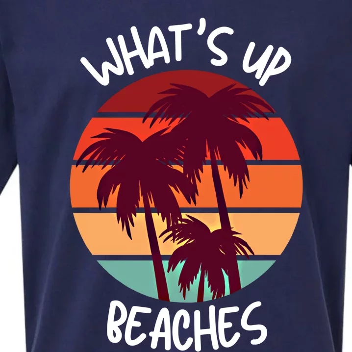 What's Up Beaches? Funny Vacay Vacation Tee With Palm Trees Great Gift Sueded Cloud Jersey T-Shirt