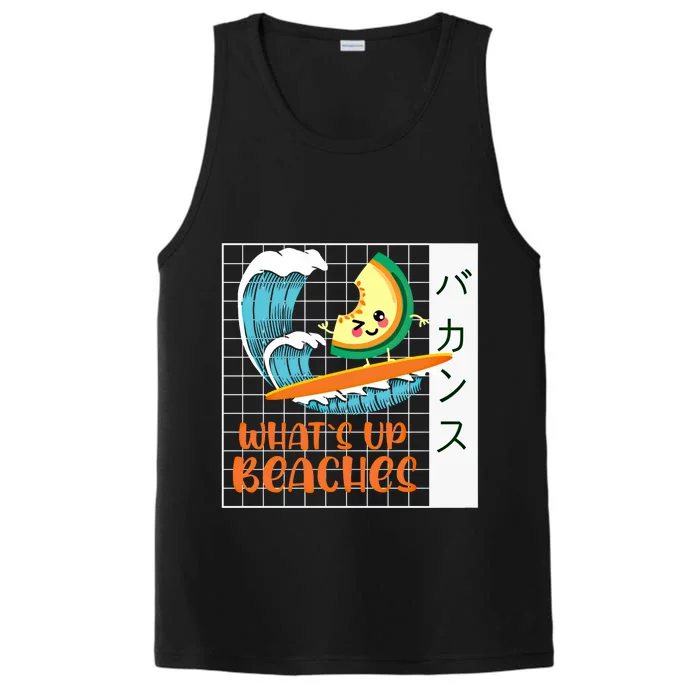 What`s Up Beaches Kawaii Japanes Melon Summer Graphic Gift Performance Tank