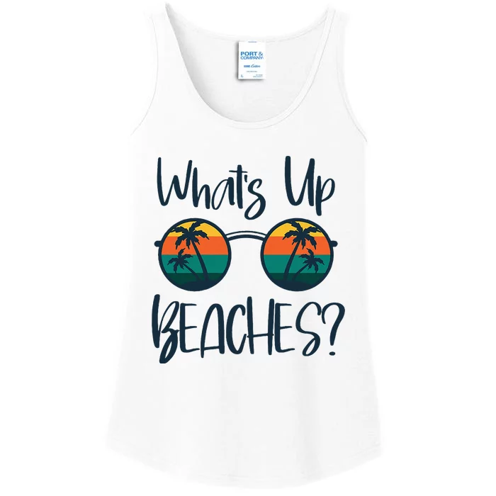 WhatS Up Beaches Funny Pun Beach Trip Summer Vacation Ladies Essential Tank