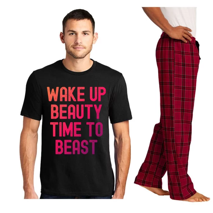 Wake Up Beauty Time To Beast Cute Gift Pajama Set