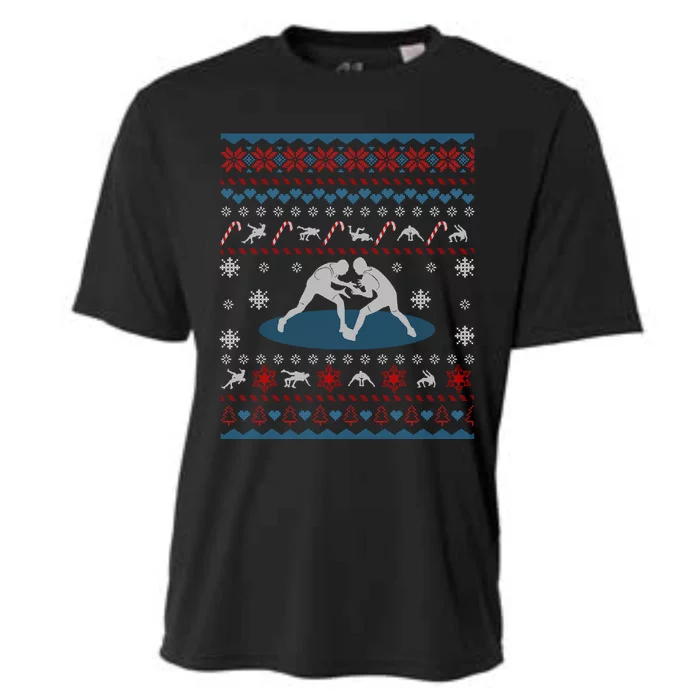 Wrestling Ugly Christmas Sweater Funny Funny Gift For Wrestler Gift Cooling Performance Crew T-Shirt