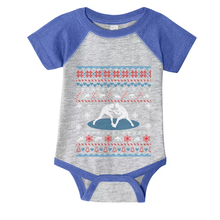 Wrestling Ugly Christmas Sweater Funny Funny Gift For Wrestler Gift Infant Baby Jersey Bodysuit