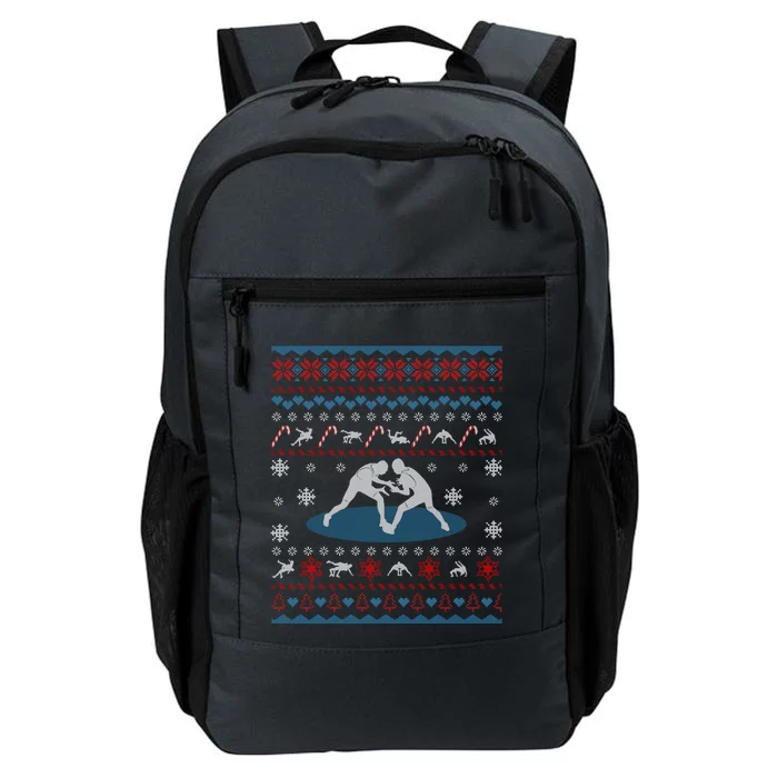 Wrestling Ugly Christmas Sweater Funny Funny Gift For Wrestler Gift Daily Commute Backpack