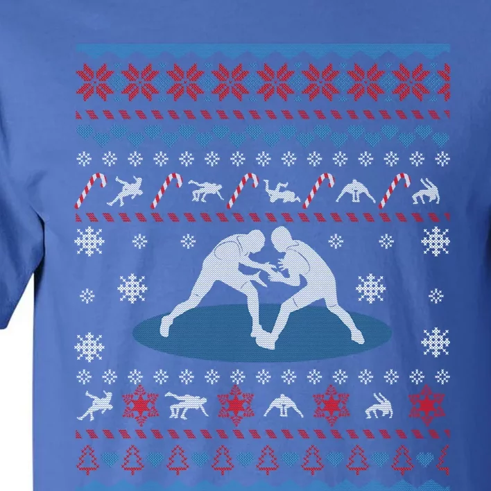 Wrestling Ugly Christmas Sweater Funny Funny Gift For Wrestler Gift Tall T-Shirt