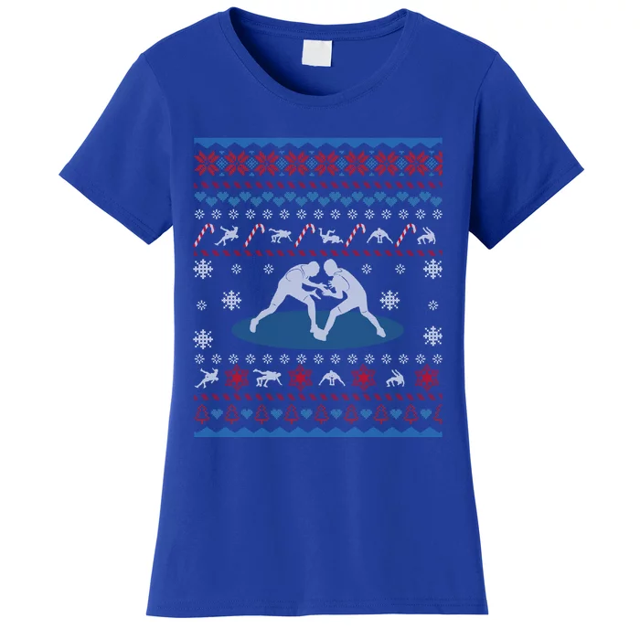 Wrestling Ugly Christmas Sweater Funny Funny Gift For Wrestler Gift Women's T-Shirt