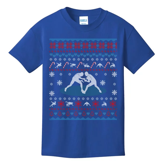 Wrestling Ugly Christmas Sweater Funny Funny Gift For Wrestler Gift Kids T-Shirt