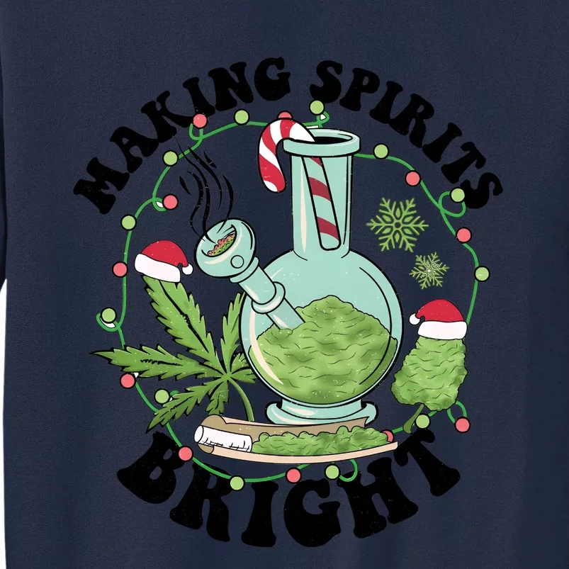 Weed Ugly Christmas Smoking Santa Claus Tall Sweatshirt