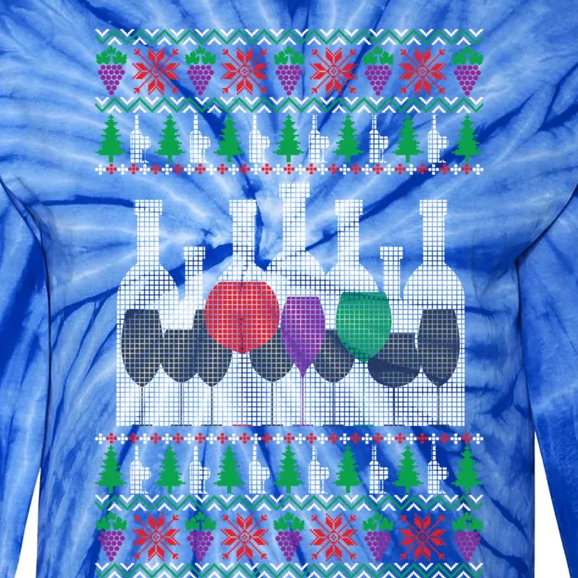 Wine Ugly Christmas Happy Holiday Cheer Ing Xmas Gift Cute Gift Tie-Dye Long Sleeve Shirt