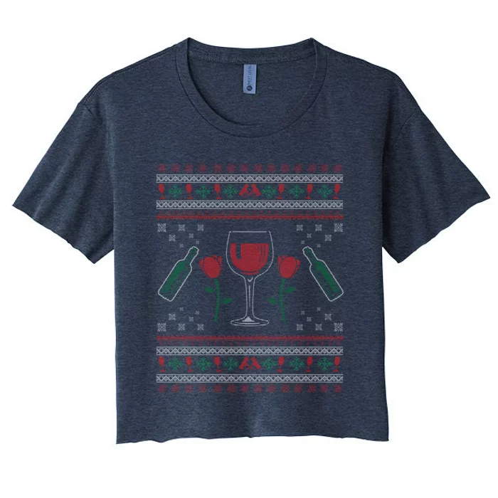 Wine Ugly Christmas Women's Crop Top Tee