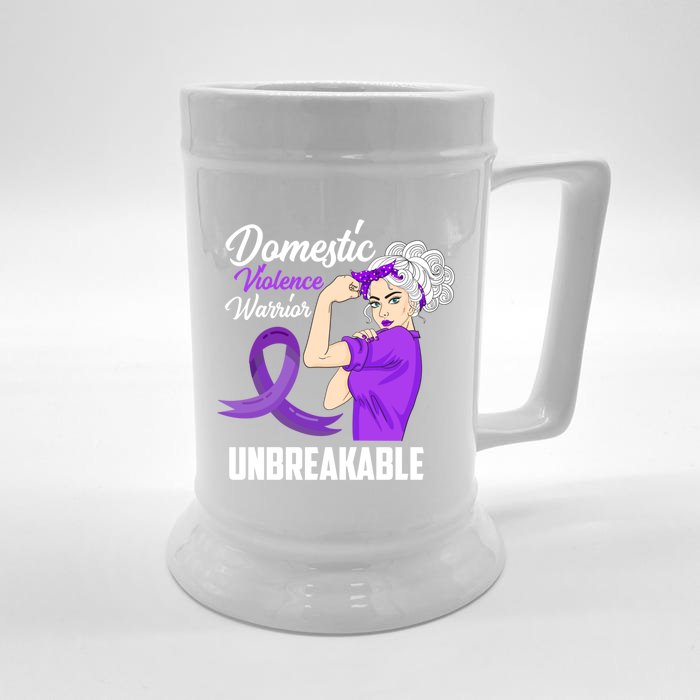 Warrior Unbreakable Domestic Violence Awareness Gift Front & Back Beer Stein