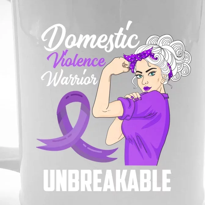 Warrior Unbreakable Domestic Violence Awareness Gift Front & Back Beer Stein