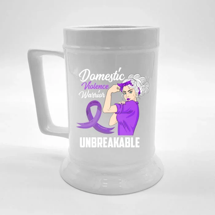 Warrior Unbreakable Domestic Violence Awareness Gift Front & Back Beer Stein