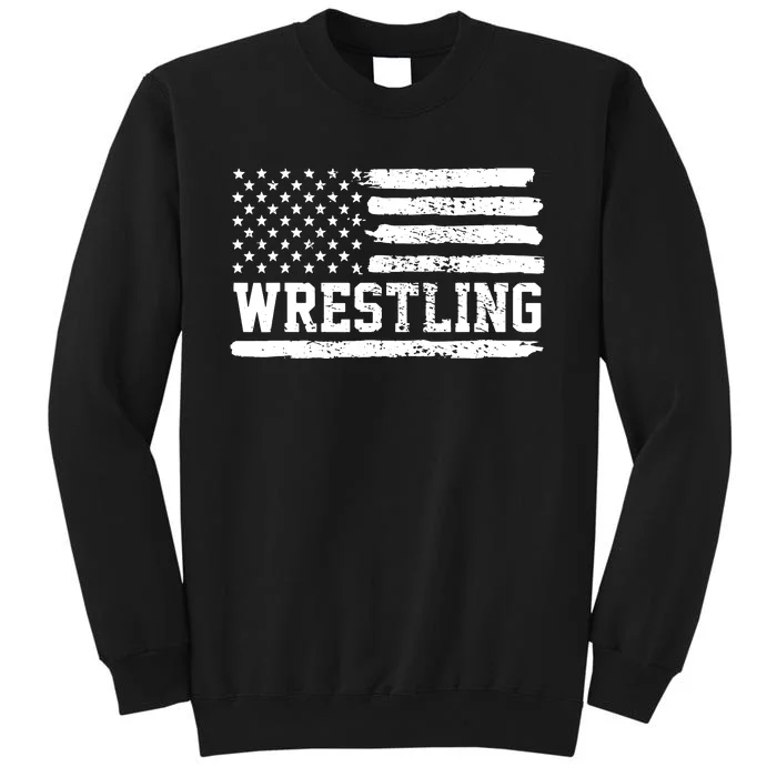 Wrestling USA Flag Vintage Tall Sweatshirt