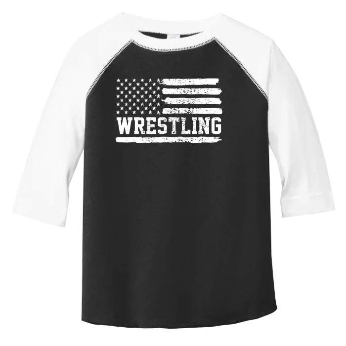 Wrestling USA Flag Vintage Toddler Fine Jersey T-Shirt