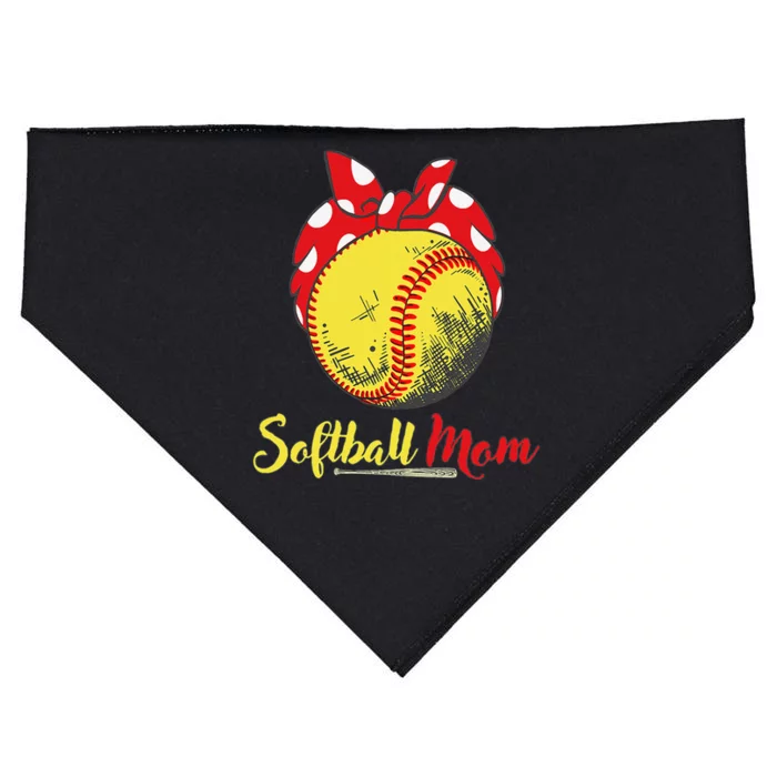 Womens US Flag Softball Player Mom Mother's Day Gift USA-Made Doggie Bandana