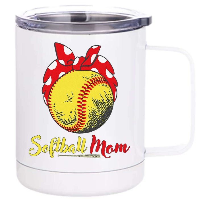 Womens US Flag Softball Player Mom Mother's Day Gift Front & Back 12oz Stainless Steel Tumbler Cup