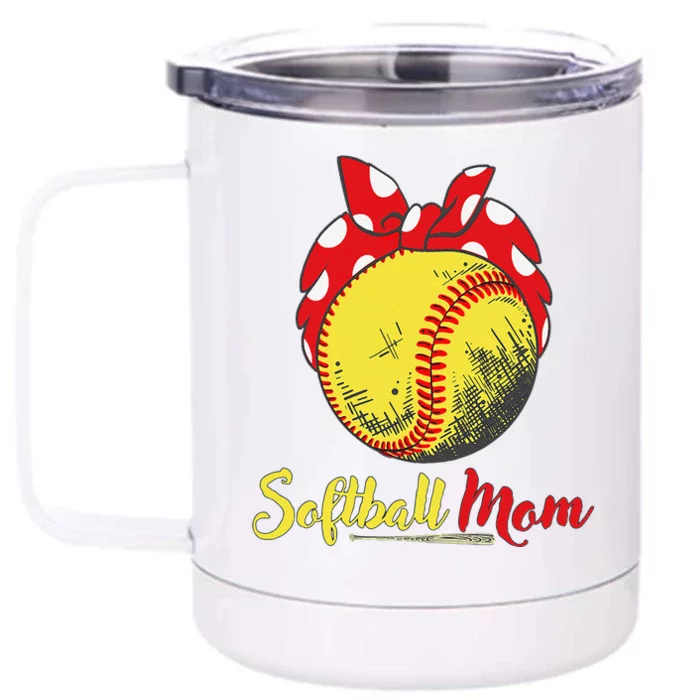 Womens US Flag Softball Player Mom Mother's Day Gift Front & Back 12oz Stainless Steel Tumbler Cup