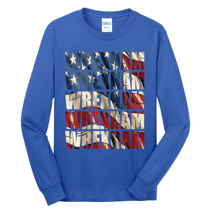 Wrexham Usa Flag American Welsh Wales Dragon Vintage Cool Gift Tall Long Sleeve T-Shirt