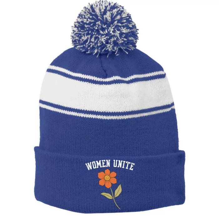 Wo Unite Funny Gift Flower Gift Stripe Pom Pom Beanie