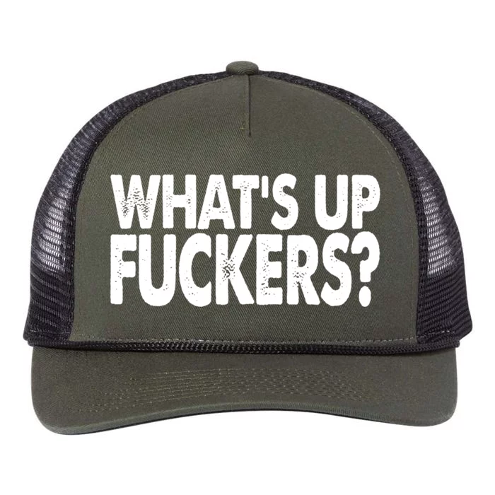 What’s Up Fuckers Crude Offensive Funny Adult Humor Retro Rope Trucker Hat Cap