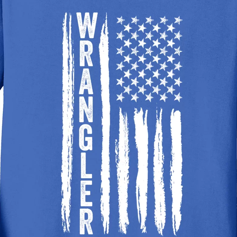 Wrangler Usa Flag Us American Flag Meaningful Gift Kids Long Sleeve Shirt