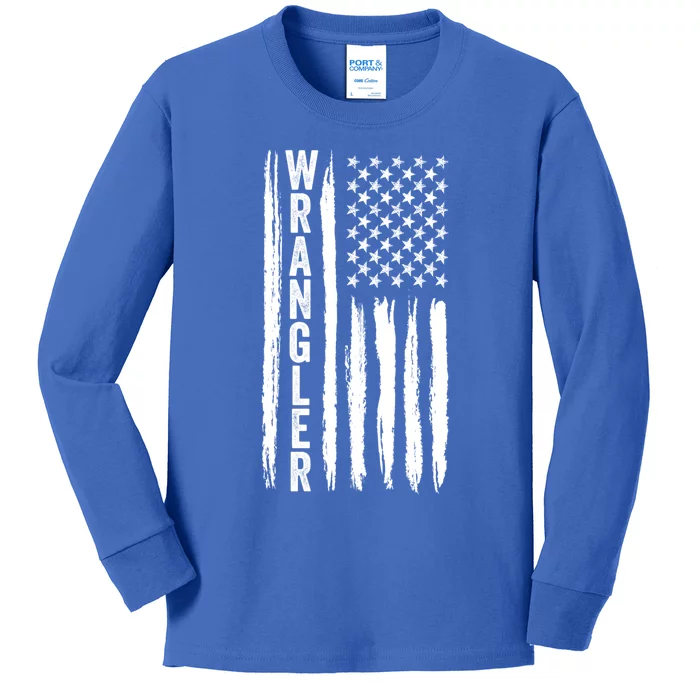 Wrangler Usa Flag Us American Flag Meaningful Gift Kids Long Sleeve Shirt