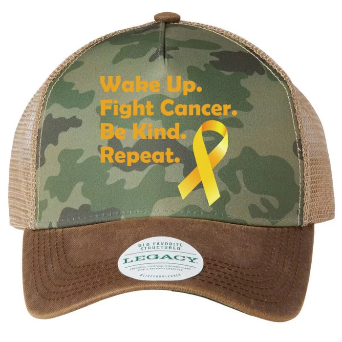 Wake Up Fight Childhood Cancer Be Kind Repeat Legacy Tie Dye Trucker Hat