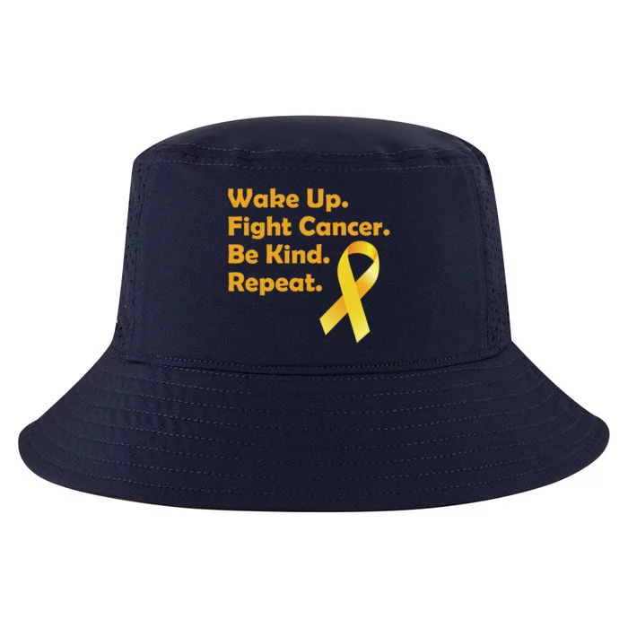 Wake Up Fight Childhood Cancer Be Kind Repeat Cool Comfort Performance Bucket Hat