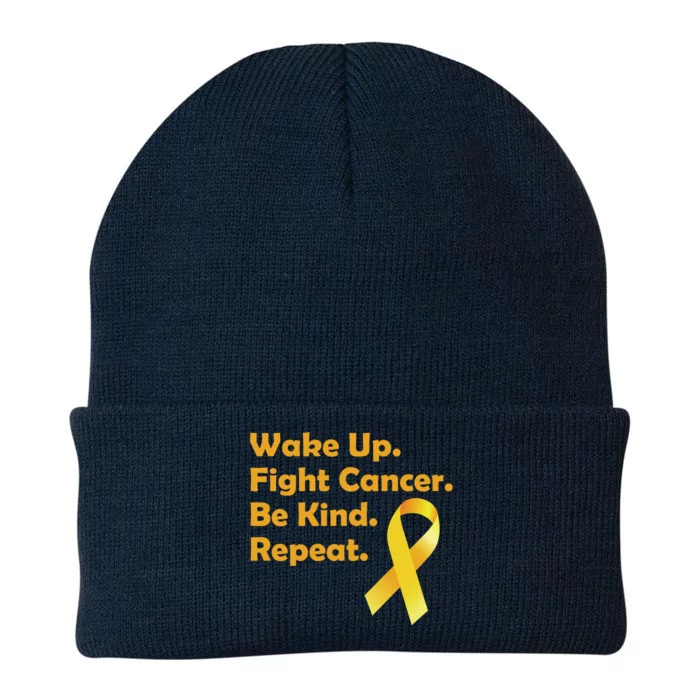 Wake Up Fight Childhood Cancer Be Kind Repeat Knit Cap Winter Beanie