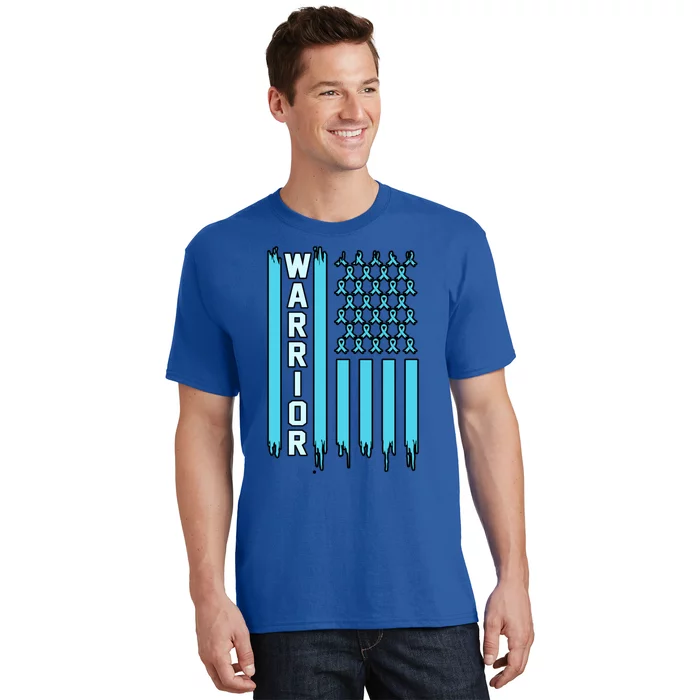 Warrior Usa Flag Prostate Cancer Awareness Ribbon Graphic Gift T-Shirt