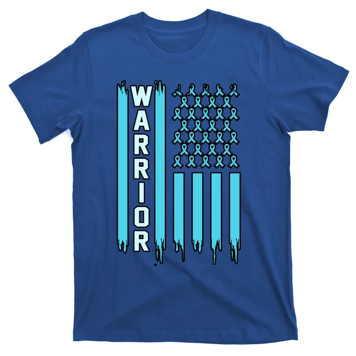 Warrior Usa Flag Prostate Cancer Awareness Ribbon Graphic Gift T-Shirt