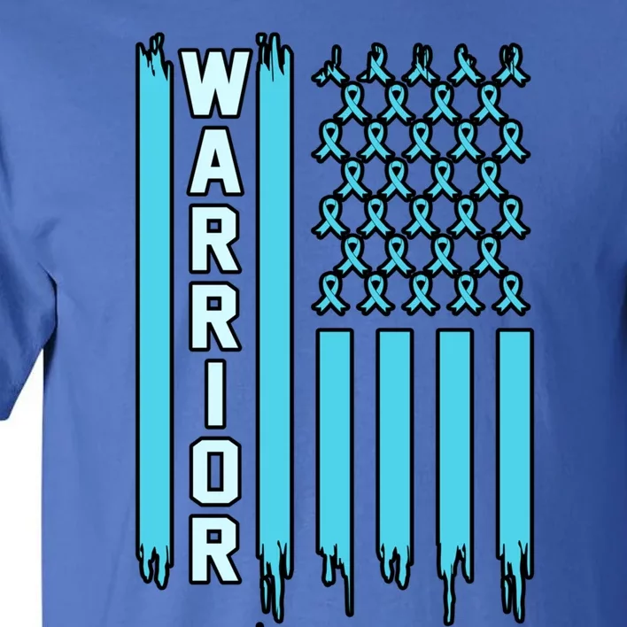 Warrior Usa Flag Prostate Cancer Awareness Ribbon Graphic Gift Tall T-Shirt