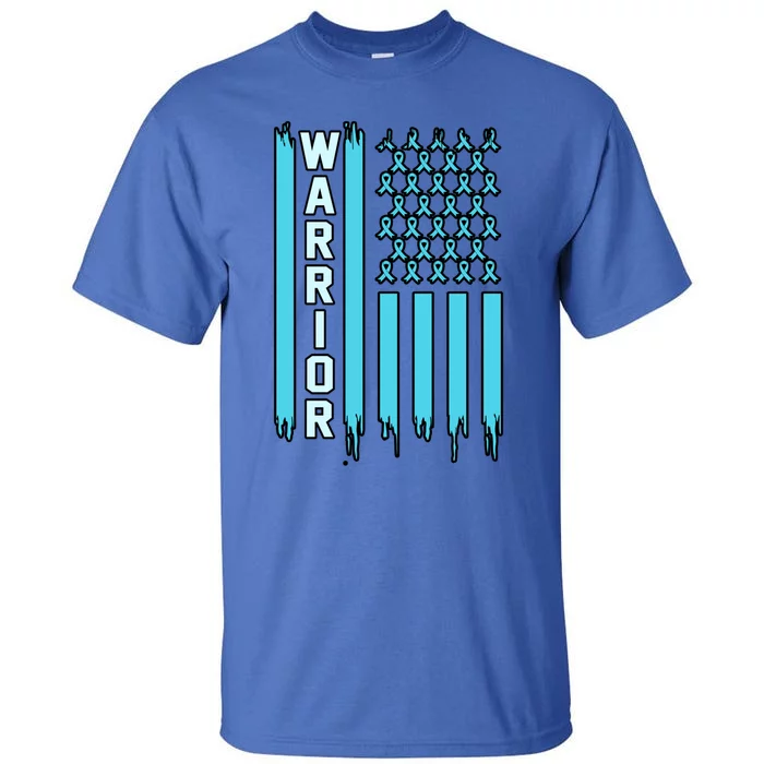 Warrior Usa Flag Prostate Cancer Awareness Ribbon Graphic Gift Tall T-Shirt