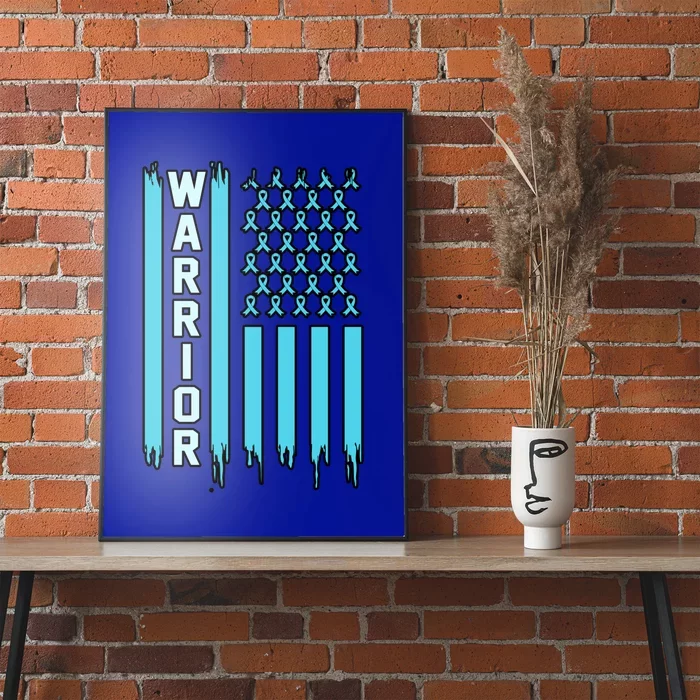 Warrior Usa Flag Prostate Cancer Awareness Ribbon Graphic Gift Poster