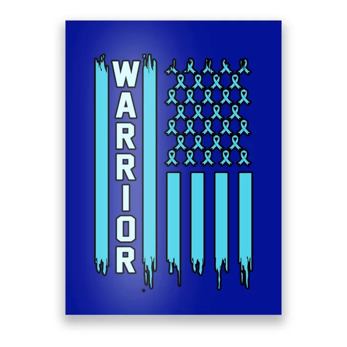 Warrior Usa Flag Prostate Cancer Awareness Ribbon Graphic Gift Poster