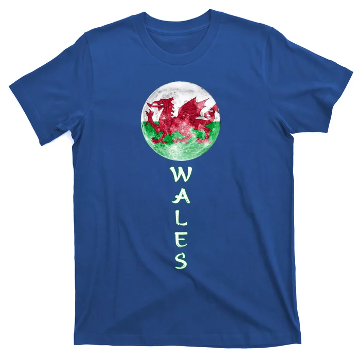 Wales Uk Flag Moon Pride Wales Uk Funny Gift Love Wales Souvenir Gift T-Shirt