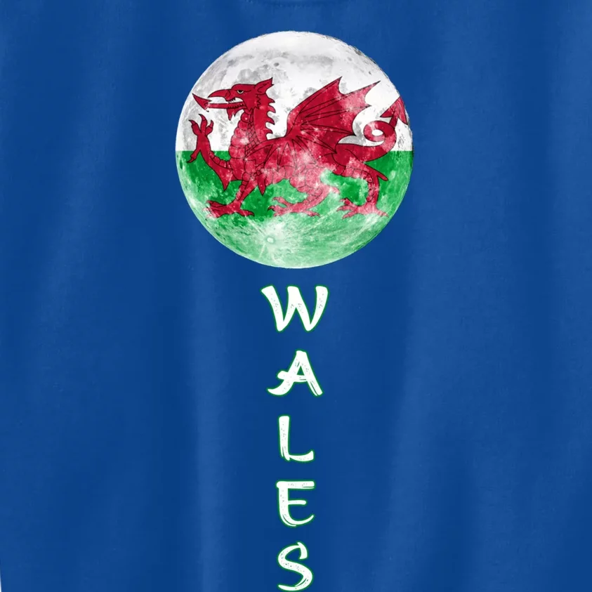 Wales Uk Flag Moon Pride Wales Uk Funny Gift Love Wales Souvenir Gift Kids Sweatshirt