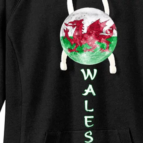 Wales Uk Flag Moon Pride Wales Uk Funny Gift Love Wales Souvenir Meaningful Gift Women's Fleece Hoodie