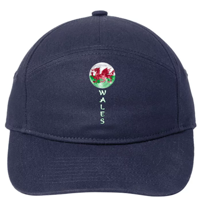 Wales Uk Flag Moon Pride Wales Uk Funny Gift Love Wales Souvenir Meaningful Gift 7-Panel Snapback Hat