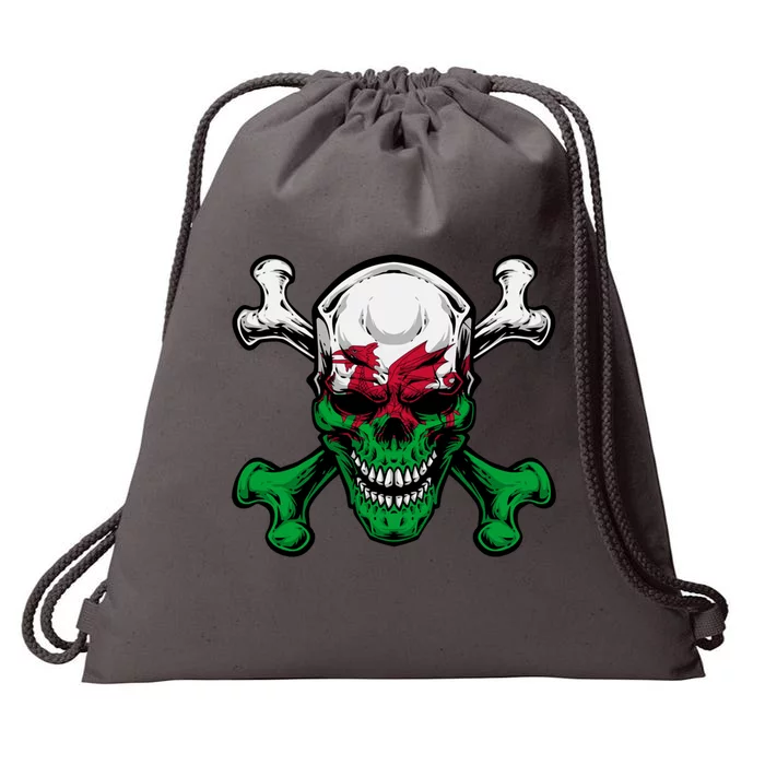 Wales Uk Flag Skull Pride Wales Uk Funny Gift Love Wales Souvenir Gift Drawstring Bag